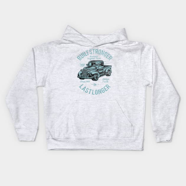 Vintage Pick-up Truck Design Kids Hoodie by AmberDawn